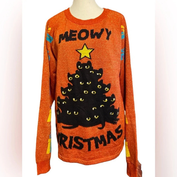 ๐โโฌ๐โโฌ Meowy Christmas ugly Christmas sweater ๐โโฌ๐โโฌ - Picture 1 of 6